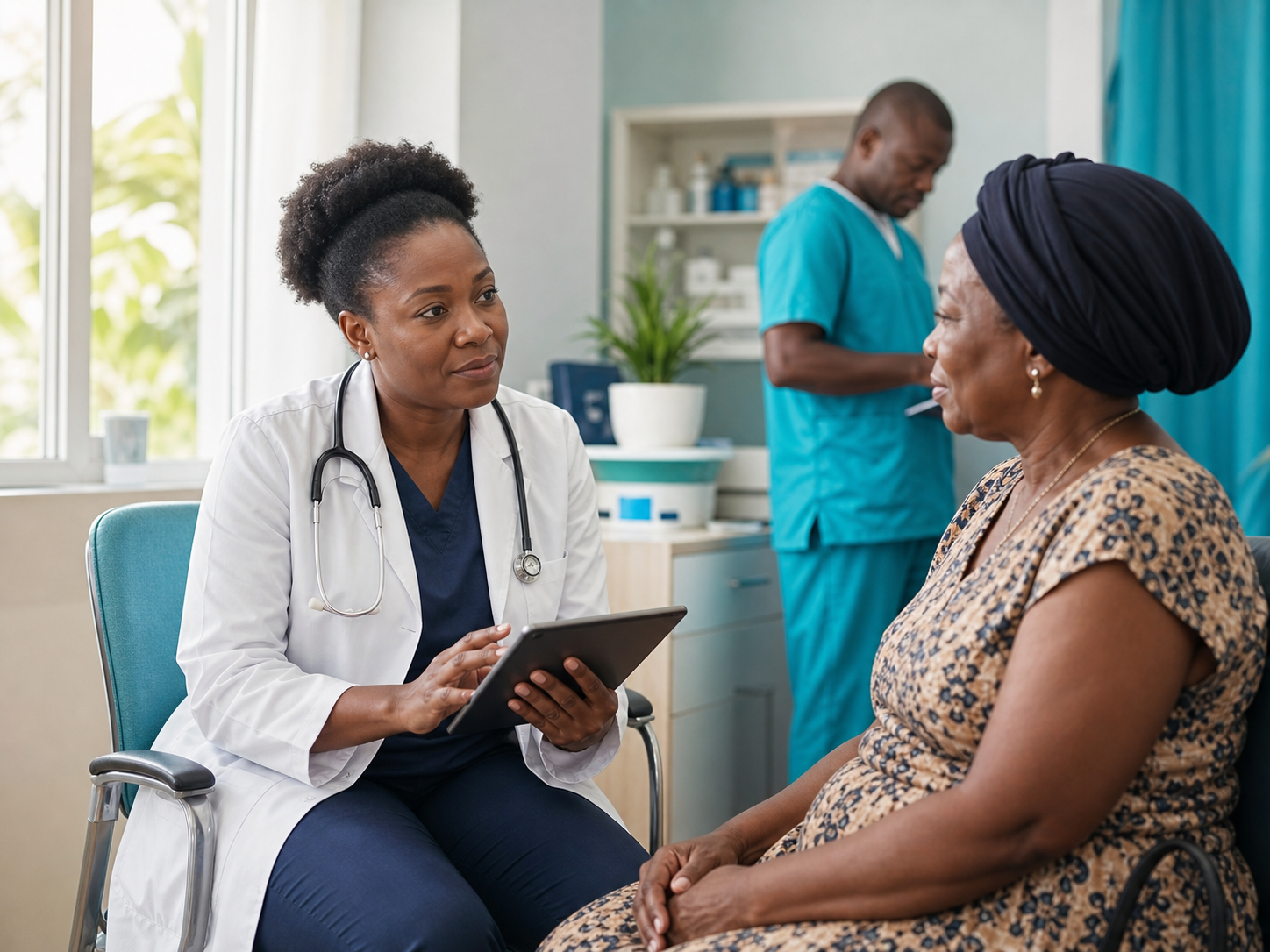 MBA doctor listening compassionately to a patient